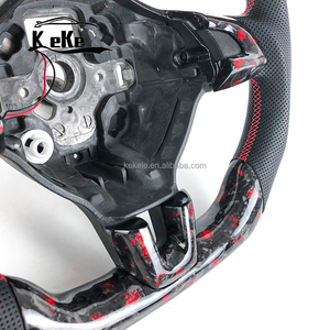 Volante Deportivo de Fibra de Carbono Forjado con LED <span class=keywords><strong>Rojo</strong></span> para Volkswagen <span class=keywords><strong>Polo</strong></span> Golf Mk6 Mk7 <span class=keywords><strong>GTI</strong></span> Passat B7 B8, Admite Personalización - Product Image 3