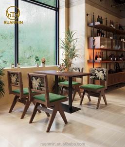 Sofá stand estilo U, cojín de asiento de cuero estampado, <span class=keywords><strong>muebles</strong></span> temáticos de restaurante tailandés, juego de <span class=keywords><strong>muebles</strong></span> de mesa de centro y silla - Product Image 4