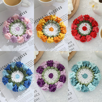 Juego de Posavasos de Flores de Ganchillo, Posavasos de Algodón con Diseño Floral 3D, Decoración Boho para Mesa de Café