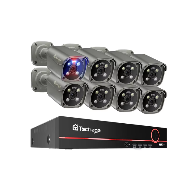 Techage 4K Security Camera System Ultra HD 8MP POE Colorful Night Smart AI Face Detection CCTV Video Surveillance Clearance