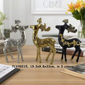 Elegante <span class=keywords><strong>Escultura</strong></span> <span class=keywords><strong>de</strong></span> Ciervo en Resina con Decoración en <span class=keywords><strong>Relieve</strong></span>, Figura <span class=keywords><strong>de</strong></span> Ciervo en Dorado, Plateado y Negro <span class=keywords><strong>de</strong></span> Lujo para Decoración <span class=keywords><strong>de</strong></span> Navidad, Bodas y Repisas - Product Image 3