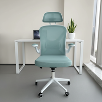Chaise de bureau ergonomique moderne haut de gamme en maille, avec accoudoirs pivotants réglables, rembourrée pour un confort optimal, mécanisme papillon, dossier ailé et glissière.