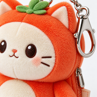 Porte-monnaie en peluche chat kaki personnalisé, mini porte-clés avec fermoir métallique, breloque de sac en peluche douce, cadeaux OEM