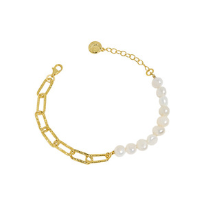 Pulsera de Plata 925 con Perlas Barrocas y Cadena Texturizada Mixta para Usar en Capas en Vacaciones o en la Calle - Product Image 4