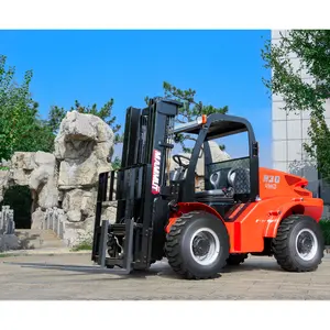 3000kg de chargement route hors chariot élévateur rugueux H30 H35 3 triplex mât manette de vitesse latérale chariot élévateur terrain accidenté