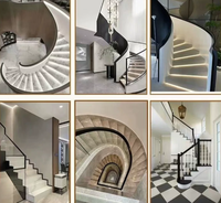Escalier en colimaçon en bois massif avec balustrade courbe et main courante pour villa, duplex, balcon – Style moderne et simple (Euro)