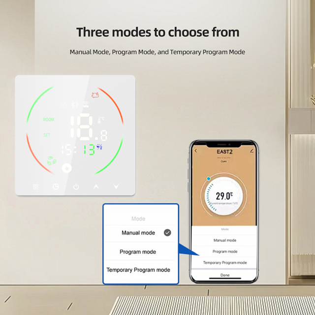 Wifi Smart Floor Heating Thermostat App Remote Voice Control Programmable 0.5℃ Precision Touch Screen for Electric Water