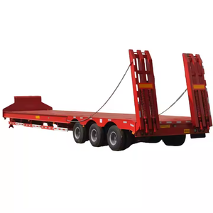 High Quality 3-axis 80 Ton Low Bed Trailer, Low <b>Flatbed</b> <b>Truck</b> Trailer, Transport Excavator and Other Heavy Machinery - Product Image 1