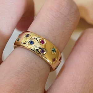 Aazuo-Joyería Vintage con zafiros cultivados en laboratorio, conjunto de joyería de lujo de oro amarillo macizo de 18K, anillo y brazalete, regalo para mujer, alta calidad - Product Image 6