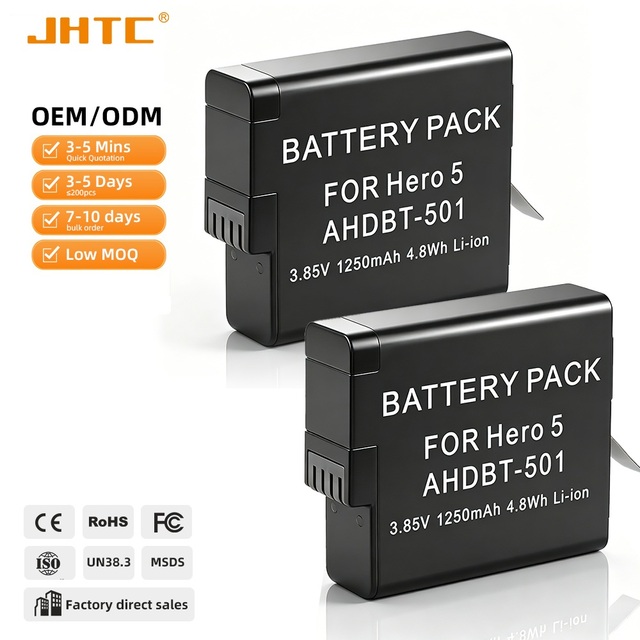 3.85V 1800mAh Rechargeable Replacement Battery for Hero 5 6 7 Li-ion Camera Use in Stock