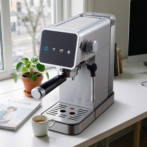 Machine à expresso semi-automatique tactile AZ-EM1506 ODM <span class=keywords><strong>d</strong></span>'usine, <span class=keywords><strong>cafetière</strong></span> domestique en acier inoxydable, modèle <span class=keywords><strong>d</strong></span>'entrée personnalisé avec marque privée - Product Image 1