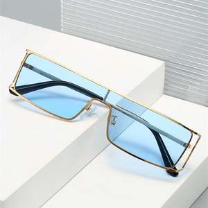 Lunettes de soleil rectangulaires vintage 2025 pour hommes et femmes, monture fine, verres monobloc en métal, protection UV400, avec logo personnalisé - Product Image 2