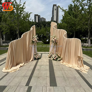 SMS Wedding Stage <b>Party</b> Decoration Drapery Background Arch Stand Adjustable Frame Milk Silk <b>Backdrop</b> Wall Arch Stand - Product Image 1