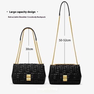 Bolso de Hombro Cruzado de Cadena de Cuero Genuino de Moda Nueva 2023 para Mujer <span class=keywords><strong>Bosso</strong></span> Alice, con Cierre de Cremallera y Botón, Pequeño, de Alta Calidad, Grande - Product Image 5