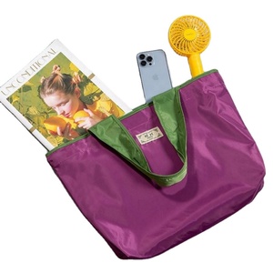 Sac de courses en nylon réutilisable, grand format, design personnalisé 2025, couleur violette, pliable, multicolore - Product Image 5