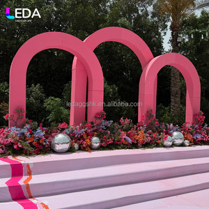 Arche de mariage LEDA rose ronde 3 pièces pour événements, décorations de fête, ensemble d'arche de mariage avec cadre en acrylique - Product Image 1