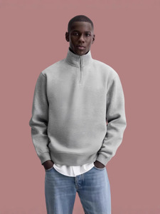 Alta calidad 500GSM media <span class=keywords><strong>cremallera</strong></span> soporte <span class=keywords><strong>cuello</strong></span> impresión personalizada algodón hombres sudaderas - Product Image 4