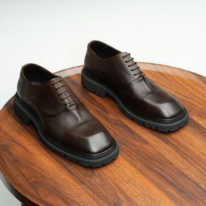 Men's Large-Sized Square Toe <b>Height</b> <b>Increasing</b> Leather <b>Shoes</b> for Business & Casual Wear Cowhide Thick-Soled Lace-Up Office <b>Shoes</b> - Product Image 6