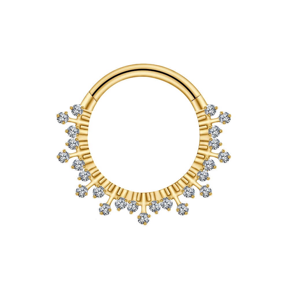 Titanio PVD oro/cristallo trasparente CZ