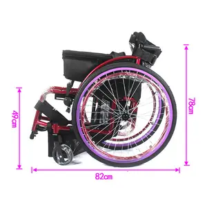 Kursi Roda Lipat Olahraga Ringan, Kursi Roda Manual Logam Campuran Aluminium Desain Baru Cacat