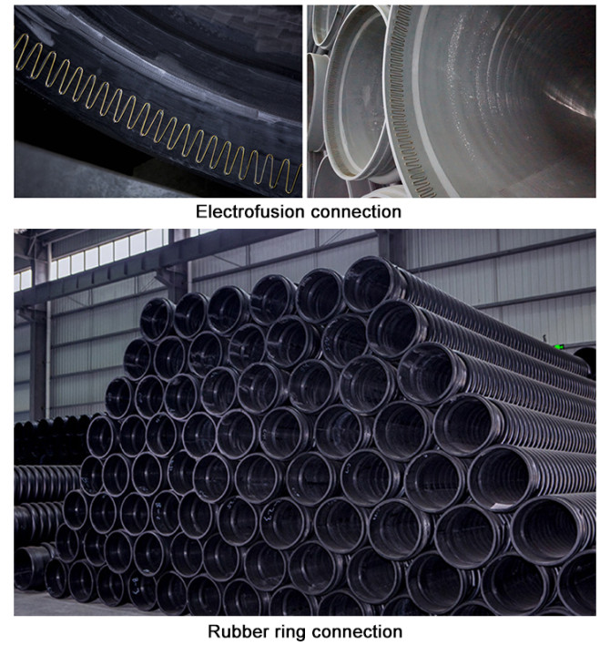 100 Ft Polyethylene Corrugated Drainage Tubing Corrugated Perforated Pipe Dn300mm Sn8 HDPE