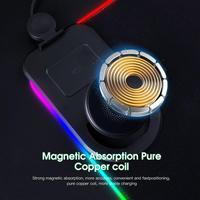 Station de charge sans fil magnétique 3-en-1 nouveau design, tapis de souris RGB, chargeur sans fil rapide 15W, tapis de bureau pour téléphone et montre