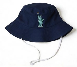 Sombrero de Pescador Bordado con la Estatua de la Libertad, Unisex, de Algodón, con Correa para la Barbilla, para Playa y Actividades al Aire Libre - Product Image 1
