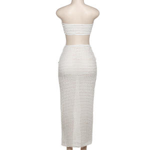 Zomer 2025 dames 2-delige rokset, modieus sexy tube top en maxi rok, strandvakantie outfit, tweedelig set - Product Image 3