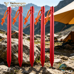 Yachuangxin Aluminum Alloy <b>Tent</b> Pegs Triangular Outdoor Camping <b>Tents</b> Stake with Reflective Rope All Seasons Use - Product Image 2
