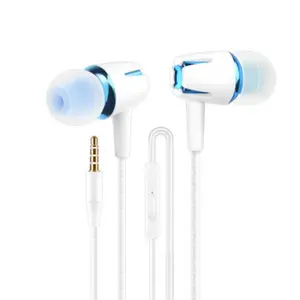Headset In-Ear Earphone Berkabel 3.5Mm dengan Kontrol Volume Mikrofon Headset Olahraga Musik Tahan Air Earbud Musik Putih MP3