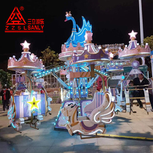 Siège de balançoire personnalisable style Cygne Pégase, design rose vif, bandes <span class=keywords><strong>LED</strong></span> néon pour parcs d'attractions et centres commerciaux, 12 personnes - Product Image 1