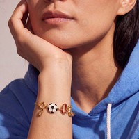 Bracelet Gemnel plaqué or 18 carats avec émail, motif but de football, breloques créatives sur le thème du sport, cadeau pour les fans de football