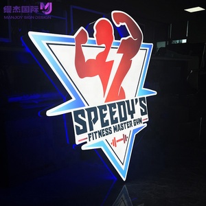 Letrero con Logotipo Retroiluminado LED 3D Personalizado, Base <span class=keywords><strong>de</strong></span> Acrílico Cristal, Letras Superiores, Montaje en Pared Interior, Borde <span class=keywords><strong>de</strong></span> <span class=keywords><strong>Aluminio</strong></span> <span class=keywords><strong>de</strong></span> 6 cm, Retroiluminación Azul para Gimnasio - Product Image 2