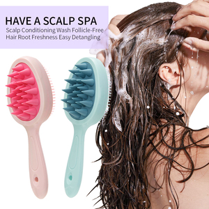 Brosse à cheveux démêlante double face en plastique avec logo personnalisé, brosse anti-démangeaisons, masseur du cuir chevelu, brosse à shampooing pour le nettoyage des cheveux - Product Image 5