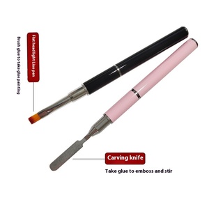 Lápiz de pegamento de doble punta para decoración de uñas, profesional, para extensión rápida, con empujador de acero, pegamento de nailon para fototerapia y cristal, con punta rizada - Product Image 4