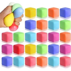 Hot Selling TPR Colourful 3.5CM Square Flour <b>Ball</b> Squishy Stress <b>Ball</b> Decompression <b>Squeeze</b> Sensory Toys for Kids Boys and Girls - Product Image 2