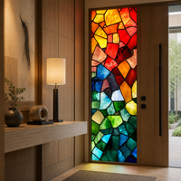 Panneau de verre artistique opalescent style Tiffany, mosaïque, dégradé de couleurs, translucide, pour porte de villa de luxe européenne