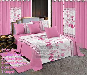 Luxuriöses Bettwäsche-Set aus Baumwolle, 13-teilig, King-Size, Spannbettlaken, Bettwäsche-Set mit Vorhang, Teppich, Rot-Rosa Bettwäsche - Product Image 1