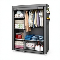 Armoire Portable Pliable Simple 105cm avec Deux Barres de Suspension Simples, Cadre en Acier Galvanisé, Housse à Fermeture Éclair, Montage Sans Outil