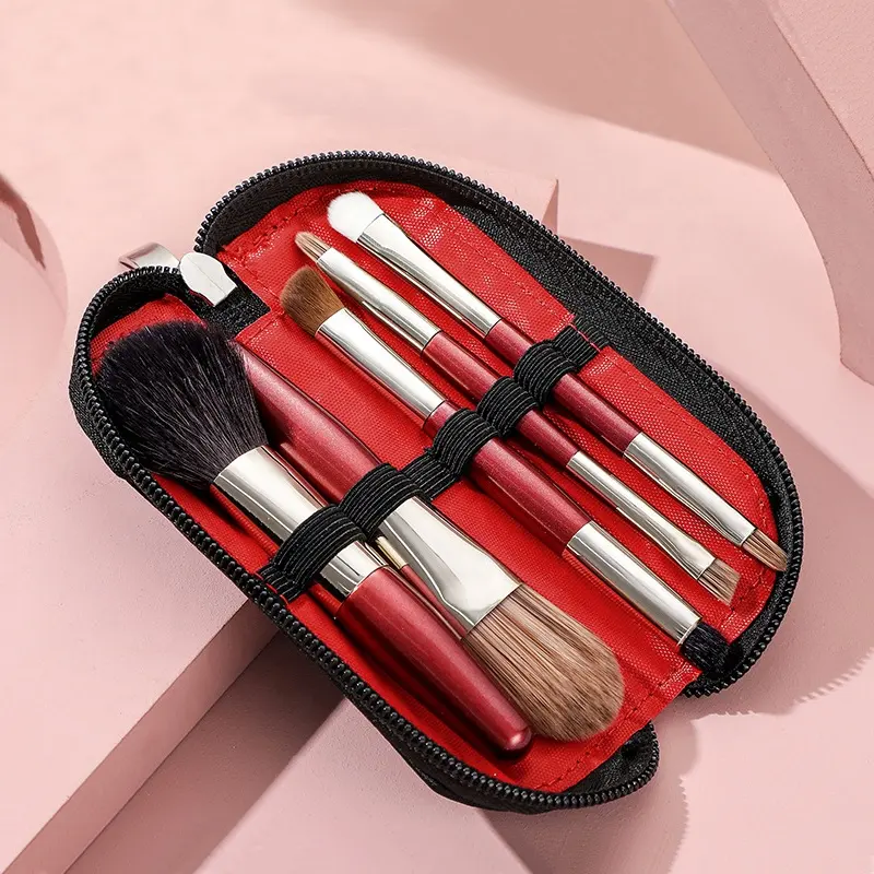 High Quality Cosmetic Make Up Brushes Private Label Pro 5pcs Goat Hair Makeup Brush Set