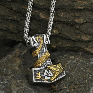 MECYLIFE Collier marteau de Thor nordique Pendentif serpent collier Viking en acier inoxydable pour hommes - Product Image 5