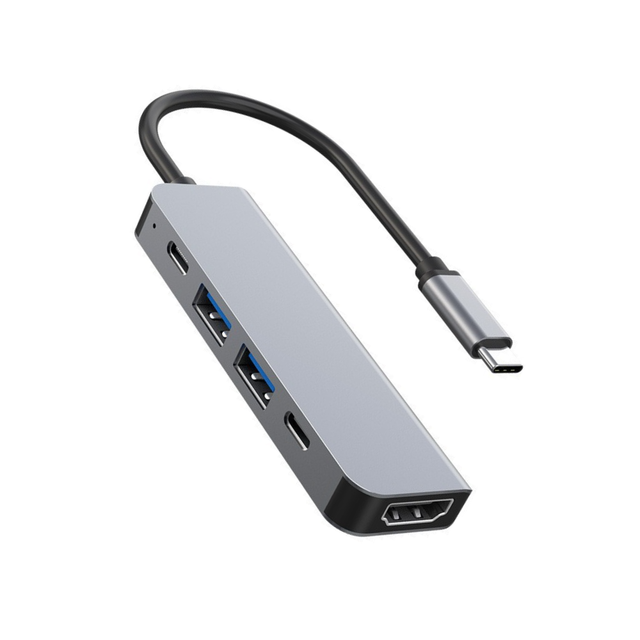 SYONG 5-in-1 USB-C Aluminum Alloy Docking Station Hub OTG Adapter Splitter 4K for 1.4 USB 3.0 Ports 2*Type C for Computer Stock