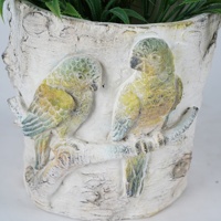Jardinière en ciment Lian Da avec relief 3D d'un perroquet, pot de fleurs décoratif pour l'intérieur et l'extérieur, pour plantes vertes, jardin, balcon