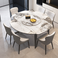Table et chaises de salle à manger italiennes en roche, combinables, extensibles et polyvalentes, du carré au circulaire, tables de salle à manger minimalistes pour la maison
