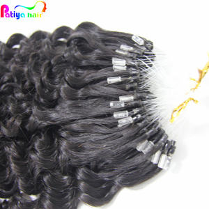 Vente en gros pour salon boutique en ligne femmes brésil boucle anneau cheveux naturel noir 100g Deep Curly Microlink Extensions <span class=keywords><strong>de</strong></span> cheveux cheveux humains - Product Image 5