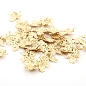 Pendentif Feuille en Acier Inoxydable Plaqué Or, Feuilles Veinées Double Face, Accessoire de Bijoux DIY pour Épingle à Cheveux, Décontracté Printemps 2025 - Product Image 5