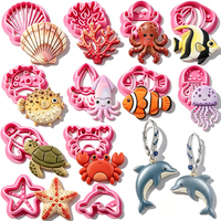 Emporte-pièces en pâte polymère Thème Vie marine, Créatures marines estivales, pour mini-boucles d'oreilles en résine, artisanat et outils de pâtisserie