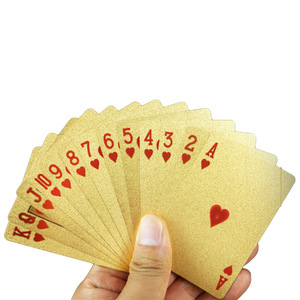 Cartes à Jouer en Plastique Dorées 57x87mm Coins Carrés Jeu de Poker en Gros Couleur Unique Dos Or Euro - Product Image 1
