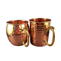 Coffrets cadeaux de mugs à Moscow Mule et à bière 100 % cuivre avec poignées en laiton, style classique, mugs décoratifs et tasses au design martelé