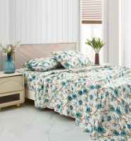 Hochwertige 3 Stück Mikro faser Tröster und Blatt Set Blumen Vintage Print Soft King Size Stitched Collection